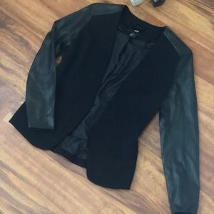 Black Leather Sleeved Jacket
